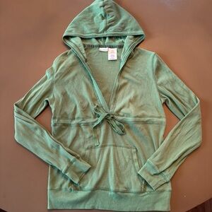 Vintage No Boundaries Green Henley Long Sleeve Hoodie